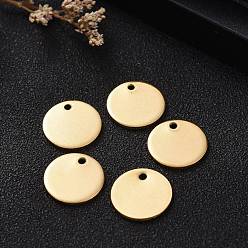 Golden Ion Plating(IP) 304 Stainless Steel Charms, Stamping Blank Tag Pendant, Flat Round, Golden, 12x1mm, Hole: 1.4mm