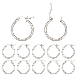 Нержавеющая Сталь Цвет 40 шт. 304 серьги-кольца из нержавеющей стали для женщин, кольцо, цвет нержавеющей стали, 25x20x2 мм, штифты : 13x1 мм