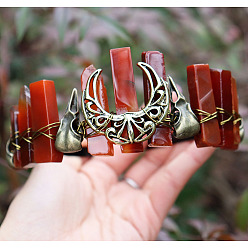 Красный Агат Натуральные ободки для волос из сердолика, корона для волос, для женщин девушек, 270x180x30 мм