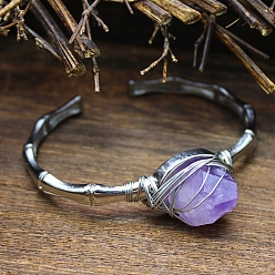 Аметист Браслеты из натуральной аметистовой манжеты, внутренний диаметр: 2-1/2 дюйм (6.5 см)