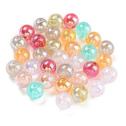 Mixed Color Iridescent Acrylic Glitter Beads, Round, Mixed Color, 10x9.5mm, Hole: 1.8mm