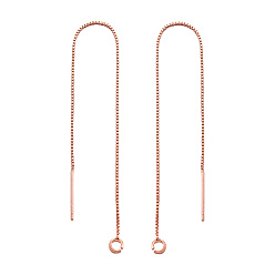 Розовый Позолоченный Серьги-гвоздики из экологически чистой латуни, с петлей, ушные резьбы, покрытие стойки и длительное покрытие, без свинца и без никеля , Настоящее розовое золото покрыто, 10x0.06 см, отверстие : 2 мм, штифты : 0.7 мм