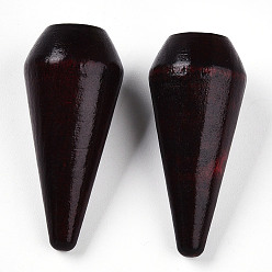 Кокосово-Коричневый Подвески из натурального дерева, окрашенные, половине просверлил, конус, кокосового коричневый, 44.5~45x18~20 мм, отверстие : 1 мм