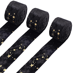 Черный 3m двухсторонние фланелевые ленты с золотым тиснением в виде звезд для шитья, чёрные, 1 дюйм (25 мм), около 3.28 ярдов (3 м) / комплект