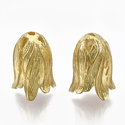 Без Покрытия Шапочки и конусы для бусин, латунные, без никеля , цветок, сырой (без покрытия), 16x11.5x11 мм, отверстие : 1.5 мм