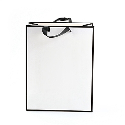 Белый Прямоугольные бумажные пакеты, с ручками, для подарочных пакетов и сумок, белые, 32x25x0.6 см