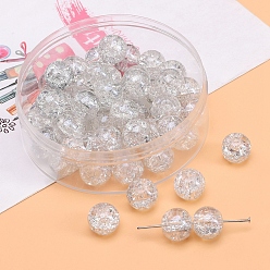 Белый Дым 20прозрачные стеклянные бусины с кракле, круглые, серый, 10 мм, отверстие : 1.5 мм