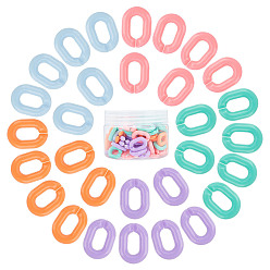 Mixed Color Acrylic Linking Rings, Quick Link Connectors, For Jewelry Chains Making, Oval, Mixed Color, 19x14x4.5mm, Hole: 11x5.5mm, 5 colors, 20pcs/color, 100pcs/box