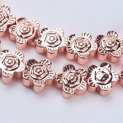 Гальванический Розовый Золотой Немагнитные синтетический гематит бисер пряди, гладкая поверхность, подсолнечник, покрытием из розового золота, 7.5x3 мм, отверстие : 1 мм, около 57~58 шт / нитка, 15.9 дюйм (40.5 см)