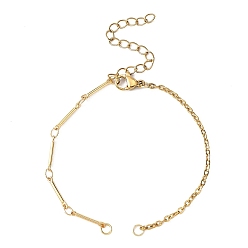 Золотой 304 изготовление браслетов из латунной звеньевой цепи и троса из нержавеющей стали, золотые, 6-1/4 дюйм (15.8 см)