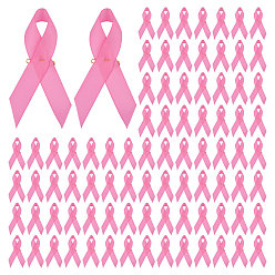 Pink Нейлоновая брошь в виде ленты осведомленности, с золотыми железными булавками, розовые, 76x34x1 мм