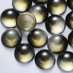 Черный Прозрачный лак окрашенные стекла кабошонов, с блеском порошок, полукруглые / купольные, чёрные, 16x8 мм