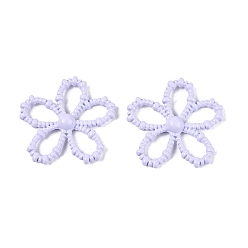 Лиловый Многожильные звенья из сплава с цветочным узором, окрашенные аэрозольной краской., без свинца, без никеля и без кадмия, сирень, 32~33x32~34x5 мм, отверстие : 11x6 мм