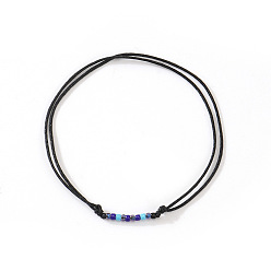 Черный Стеклянные бусины плетеные браслеты из бисера, регулируемые плетеные браслеты из нейлонового шнура для пары, чёрные, внутренний диаметр: 11 дюйм (28 см)