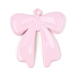 Pink Спрей окрашены сплава большие кулоны, бантом, без кадмия, без никеля и без свинца, розовые, 59.5x53x6 мм, отверстие : 4 мм