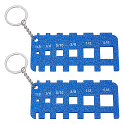 Средно-синий 2 акриловая линейка и 2 железные разъемные брелоки, измерительный инструмент для швейных проектов, с блеском порошок, светло-синий, 51x111x2.2 мм, отверстие : 5.5 мм