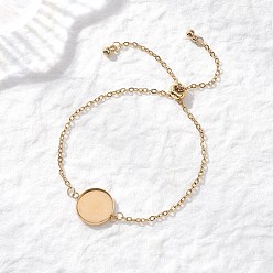 Золотой 304 изготовление браслета-слайдера из нержавеющей стали, с круглыми подносами, с пластиковыми подвесками ccb и латунными бусинами, золотые, лоток : 14.5 мм, 10-7/8 дюйм (27.6 см)