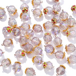 чертополох 10 стеклянные брелоки шт., с металлической эмалевой фурнитурой, граненые, круглые, чертополох, 8 мм