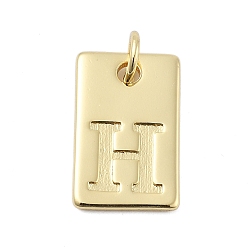 Letter H Латунные подвески, прямоугольник с подвесками-буквами, стойки покрытие, без свинца и без кадмия, долговечный, с целью перехода в кольце, Письмо ч, 15.5x10x1.3 мм, отверстие : 3.4 мм