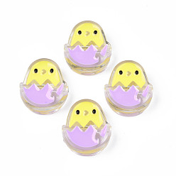 Фиолетовый Прозрачные акриловые бусины, с эмалью, яйцо, фиолетовые, 26x22x9 мм, отверстие : 3 мм