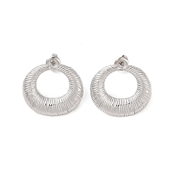 Stainless Steel Color Non-Tarnish Ring 304 Stainless Steel Stud Earrings for Women, Stainless Steel Color, 22x24.5mm
