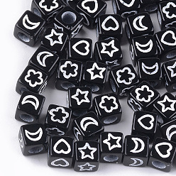 Белый Ремесло стиль акриловые бусины, кубические, белые, 6x6x6 мм, Отверстие : 3 мм , около 3100 шт / 500 г