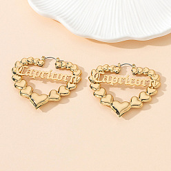 Козерог Серьги сплава обручем, сердце, золотые, Козерог, 60x53 мм