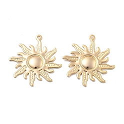 Солнце Латунные подвески, реальный 18 k позолоченный, долговечный, солнце, 33x30.5x2 мм, отверстие : 1.6 мм