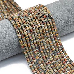 Пикассо Камень Нити бусин из натуральной красной яшмы пикассо/полихромной яшмы, матовые, дисковые бусы, Heishi бусы, 4x1.5 мм, отверстие : 0.8 мм, около 239~241 шт / нитка, 15.35 дюйм (39 см)