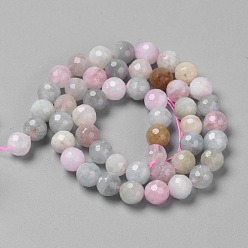 Morganite Natural Morganite Beads Strands, Faceted Round, 8mm, Hole: 1mm, about 46~49pcs/strand, 15.7 inch