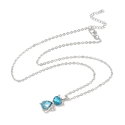 Аквамарин Ожерелья из сплава со стразами в форме кошки, платина, аквамарин, 17.72 дюйм (45 см)