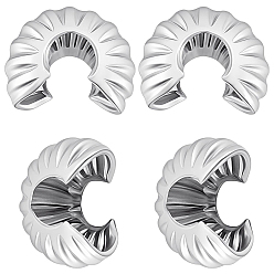 Платинированный 160 шт. Латунные накладки на обжимные бусины, c-образный, Реальная платина, 5.5x3 мм, отверстие : 2 мм