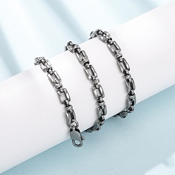 Античное Серебро Унисекса 304 ожерелья из нержавеющей стали, ожерелья цепи, цепные цепи, прямоугольные, античное серебро, 20.47 дюйм (52 см)