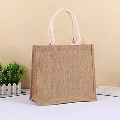 Светло-коричневый Пустые сумки из мешковины с ручкой, прямоугольные, загар, 30x15x26 см
