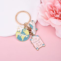 Легкий Лосось Брелок из эмалевого сплава, с железными разрезными брелоками, для брелка, кошелек, украшение для рюкзака, самолет, светлый померанцевый, 87 мм