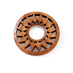 Сиена Древесины подвески, для изготовления украшений сережек, пончик с цветочными подвесками, цвет охры, 35 мм