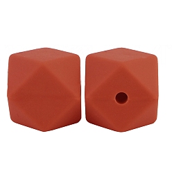 Коричневый Восьмиугольные бусины из пищевого силикона, коричневые, 17 мм