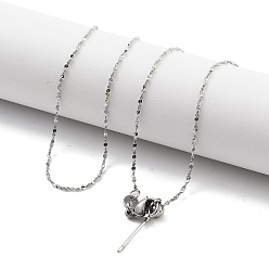 Нержавеющая Сталь Цвет Регулируемые 304 ожерелья из нержавеющей стали с цепочкой-змеевик, с силиконовыми бусинами, цвет нержавеющей стали, 17.44~17.56x0.04 дюйм (44.3~44.6x0.1 см)