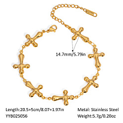 Cross Нержавеющая сталь ссылка браслеты для женщин, реальный 18 k позолоченный, крестик, 8-1/8 дюйм (20.5 см)