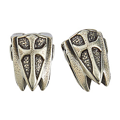 Argent Antique 2pcs perles européennes en laiton, croix, Perles avec un grand trou   , argent antique, 17.5x13mm, Trou: 5.3x5.5mm