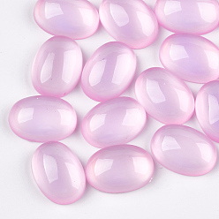 Pearl Pink Translucent Resin Cabochons, Oval, Pearl Pink, 7.5~8x6x3mm