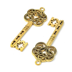 Antique Golden Tibetan Style Alloy Big Skeleton Key Pendants, Cadmium Free & Nickel Free & Lead Free, Antique Golden, 60x22x2mm, Hole: 2mm