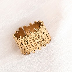 Настоящее золото 18K 304 открытые манжеты из нержавеющей стали для женщин, тканый, ионное покрытие (ip), реальный 18 k позолоченный, 12.5 мм, размер США 7 1/2 (17.7 мм)