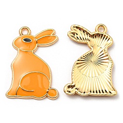 Оранжевый Подвески из сплава , с эмалью, золотые, без кадмия, без никеля и без свинца, кролика прелести, оранжевые, 25x17.5x2.5 мм, отверстие : 1.6 мм