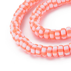 Light Salmon Handmade Polymer Clay Beads Strands, for DIY Jewelry Crafts Supplies, Flat Round, Light Salmon, 6.8~8x3mm, Hole: 1.4mm, about 110~116pcs/strand, 15.75 inch(40cm)