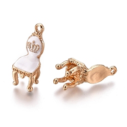 Белый Подвески из эмали и сплава, корона принцессы королевский стул, золотые, белые, 25x10x9 мм, отверстие : 1.8 мм