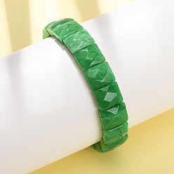 Белый Нефрит Браслеты из окрашенного натурального белого нефрита, эластичные, унисекс., прямоугольник граненый, бусины : 12x10x6 мм, внутренний диаметр: 2.24 дюйм (5.7 см)