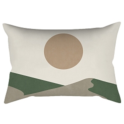 Sol Fundas de almohada de poliéster abstractas de geometría de estilo nórdico serie verde, fundas de colchón, para sofá cama, Rectángulo, sol, 300x500 mm