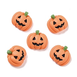 Orange Pumpkin Opaque Resin Cabochons, for Halloween, Orange, 18x20x8mm