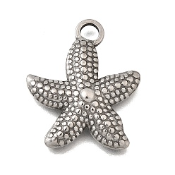 Морская звезда 304 подвески из нержавеющей стали, анти-тускнение, морская звезда, 23x19.5x3.5 мм, отверстие : 3.5 мм